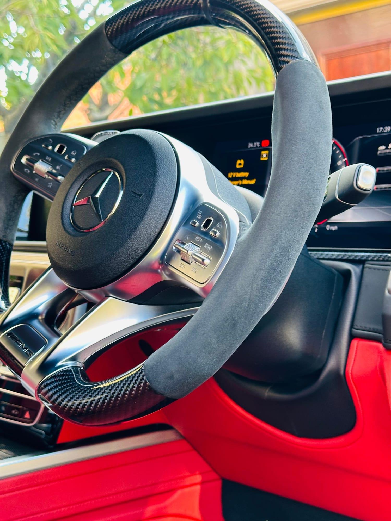 Mercedes-AMG G63 — AMG steering wheel and digital instrument display, after detailing