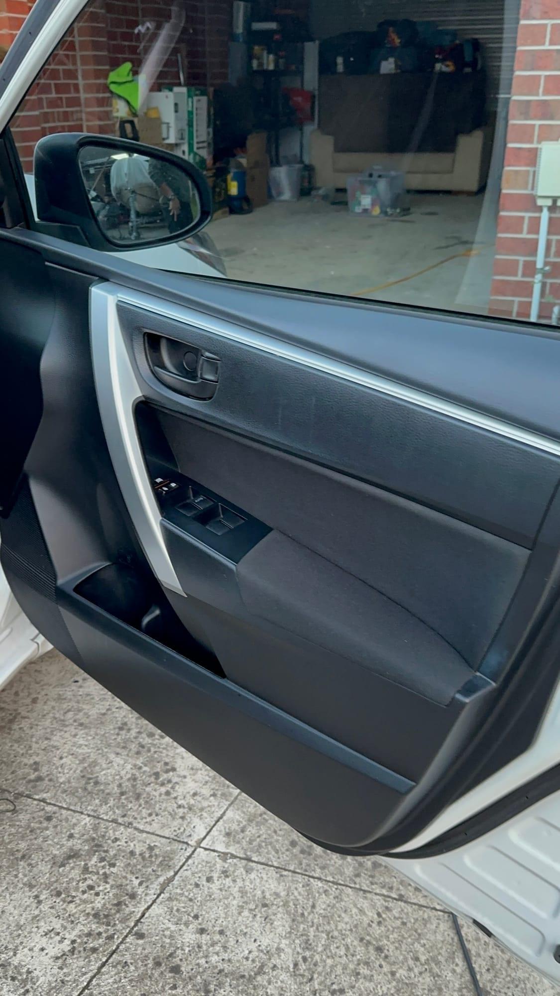 Toyota Corolla — seat back, rails and door trim, after detailing