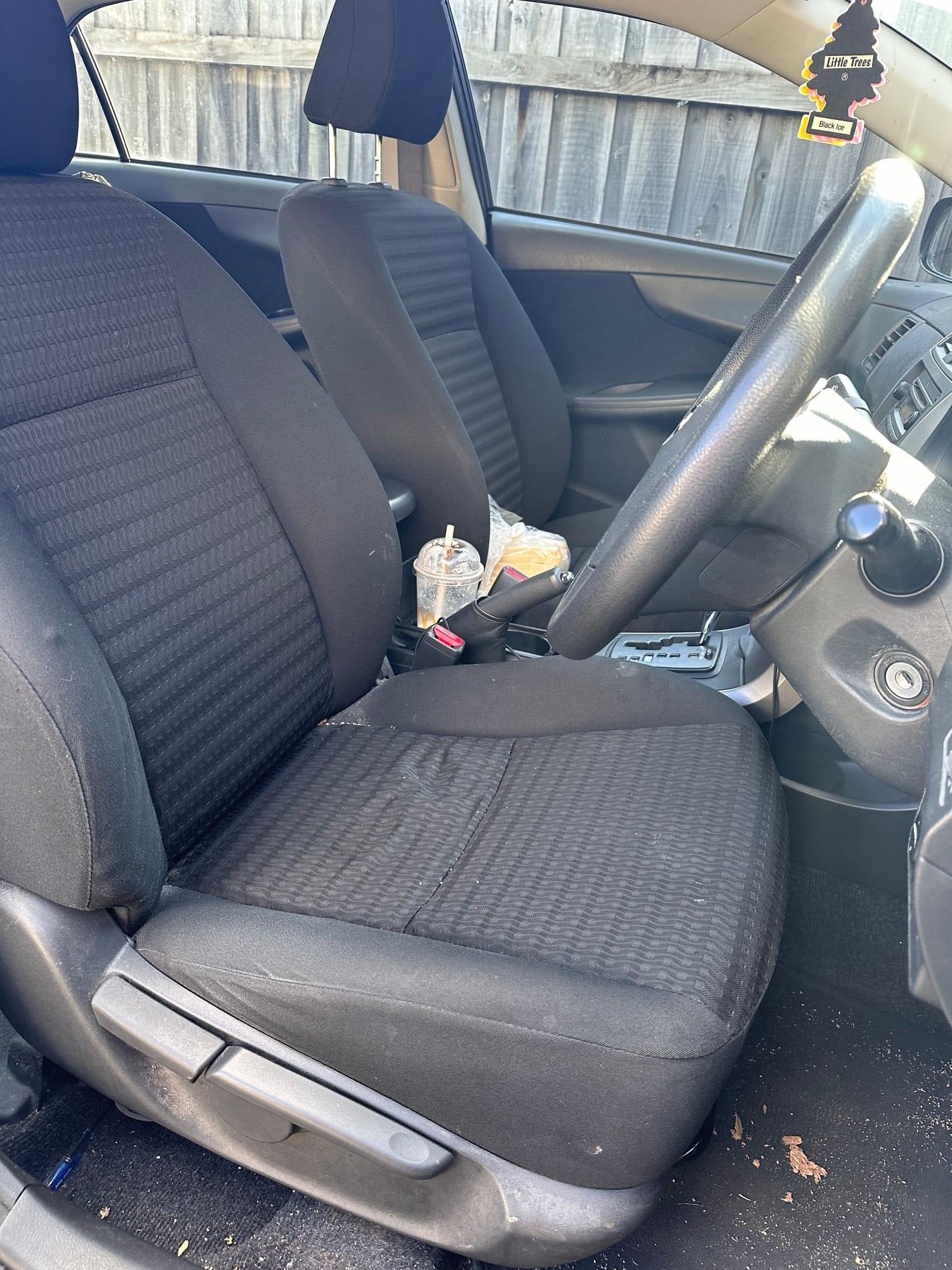 Toyota Corolla Sedan — driver's seat and cabin, before detailing