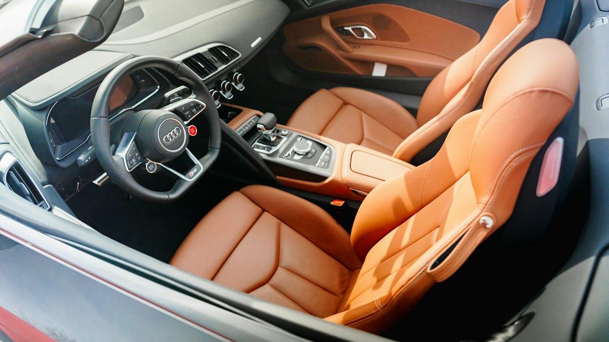 Steam-cleaned vehicle interior with conditioned leather seats