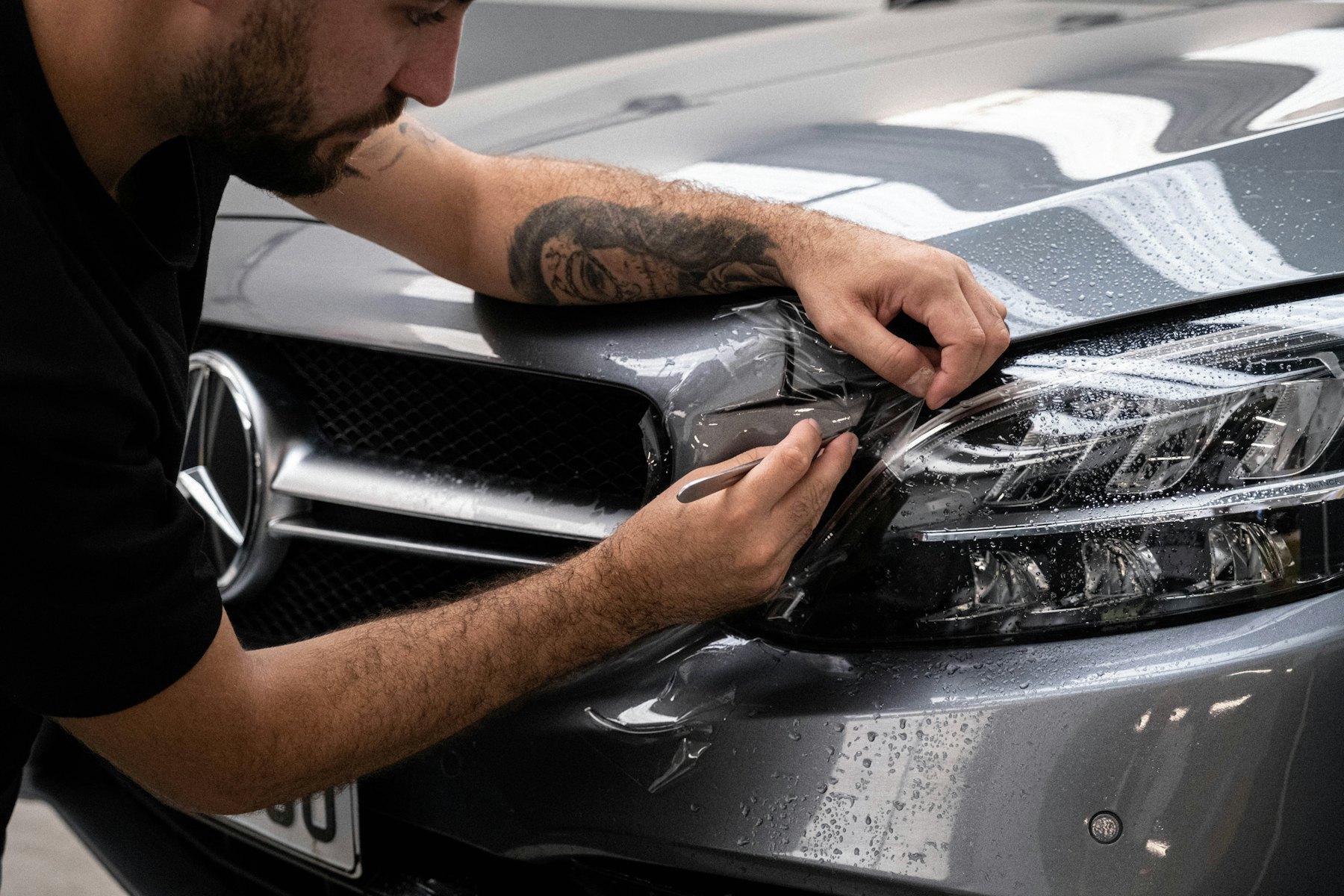 Detailer photographing a finished vehicle for the condition report