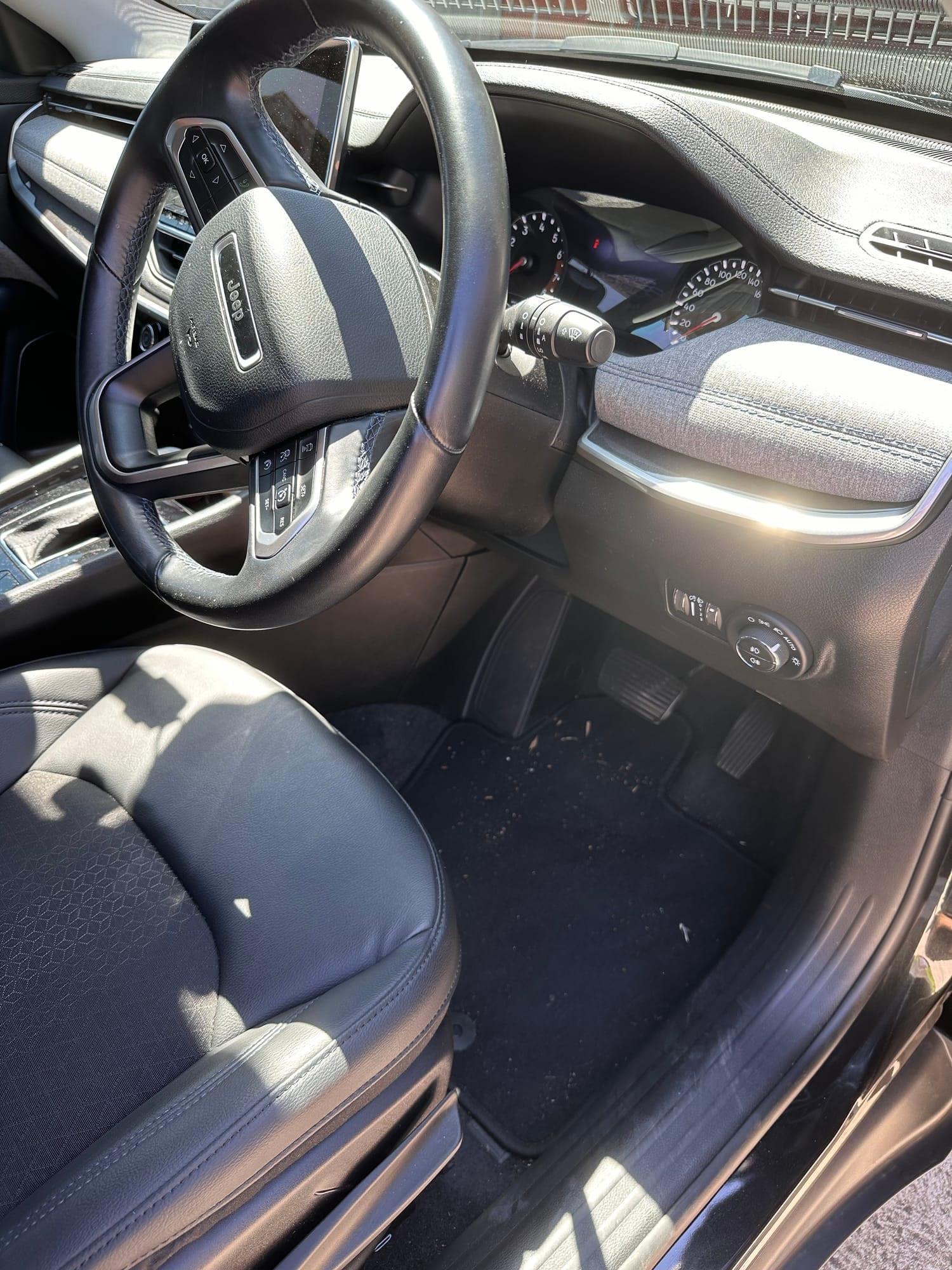 Jeep Compass — driver's seat, dash and footwell, before detailing