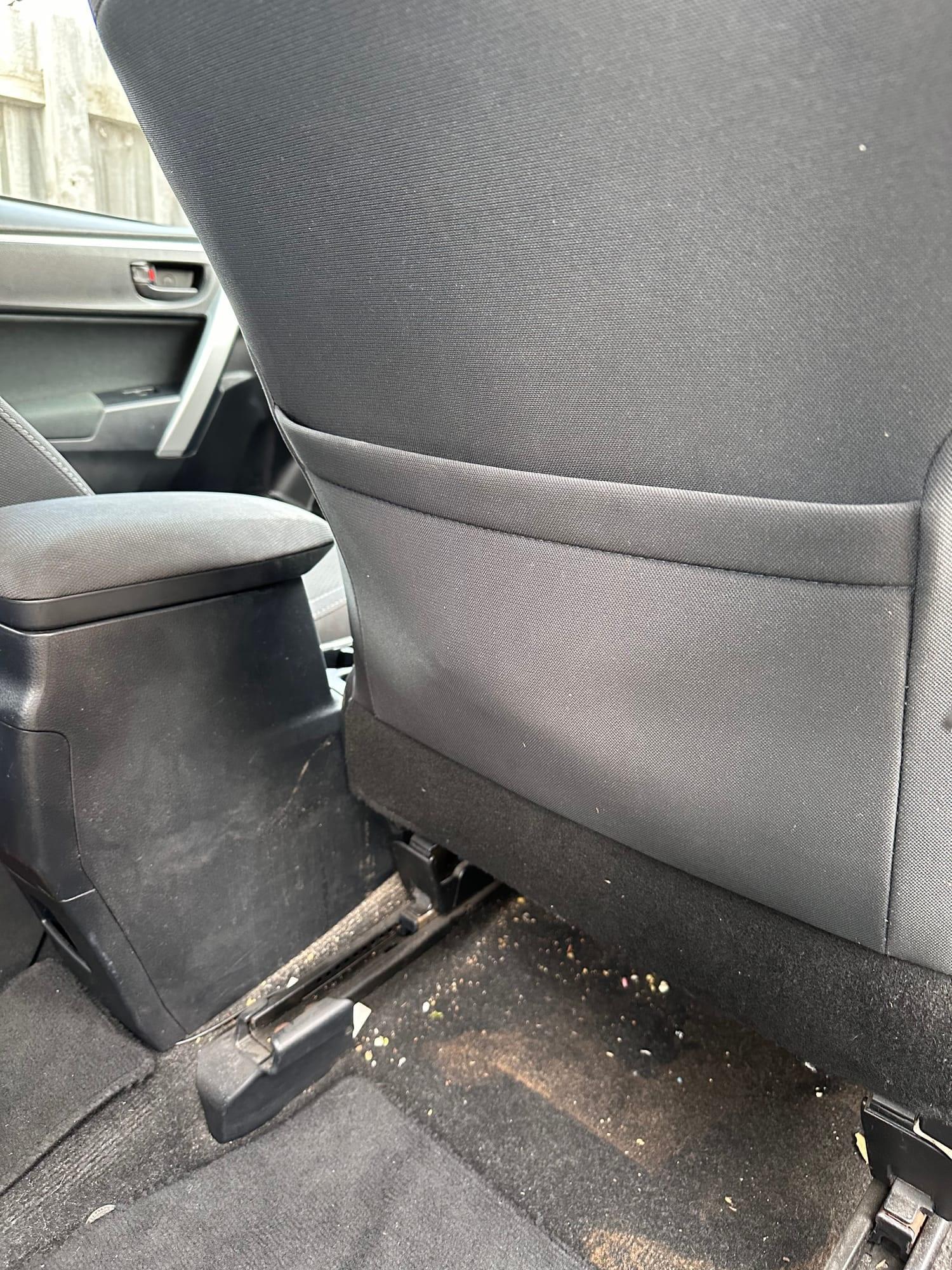 Toyota Corolla — seat back, rails and door trim, before detailing