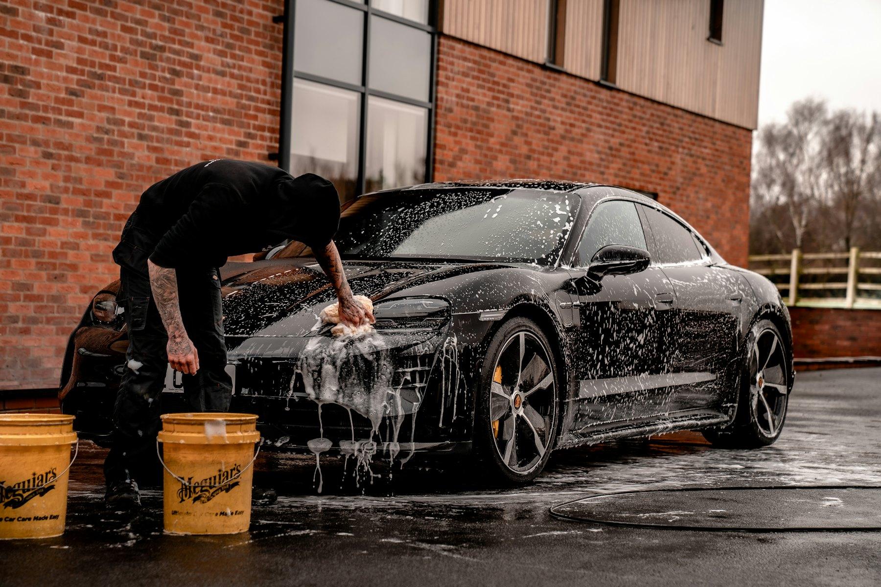 Vehicle receiving a monthly maintenance wash